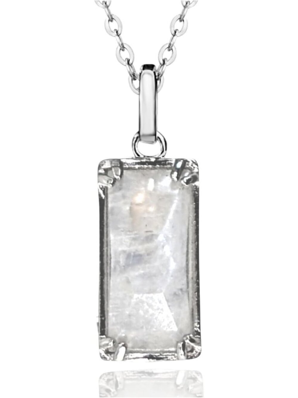 Rainbow Moonstone Necklace for Women | 925 Sterling Silver Healing Crystal